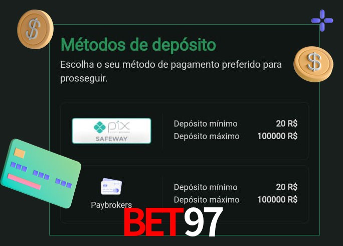 O cassino bet97 oferece uma grande variedade de métodos de pagamento